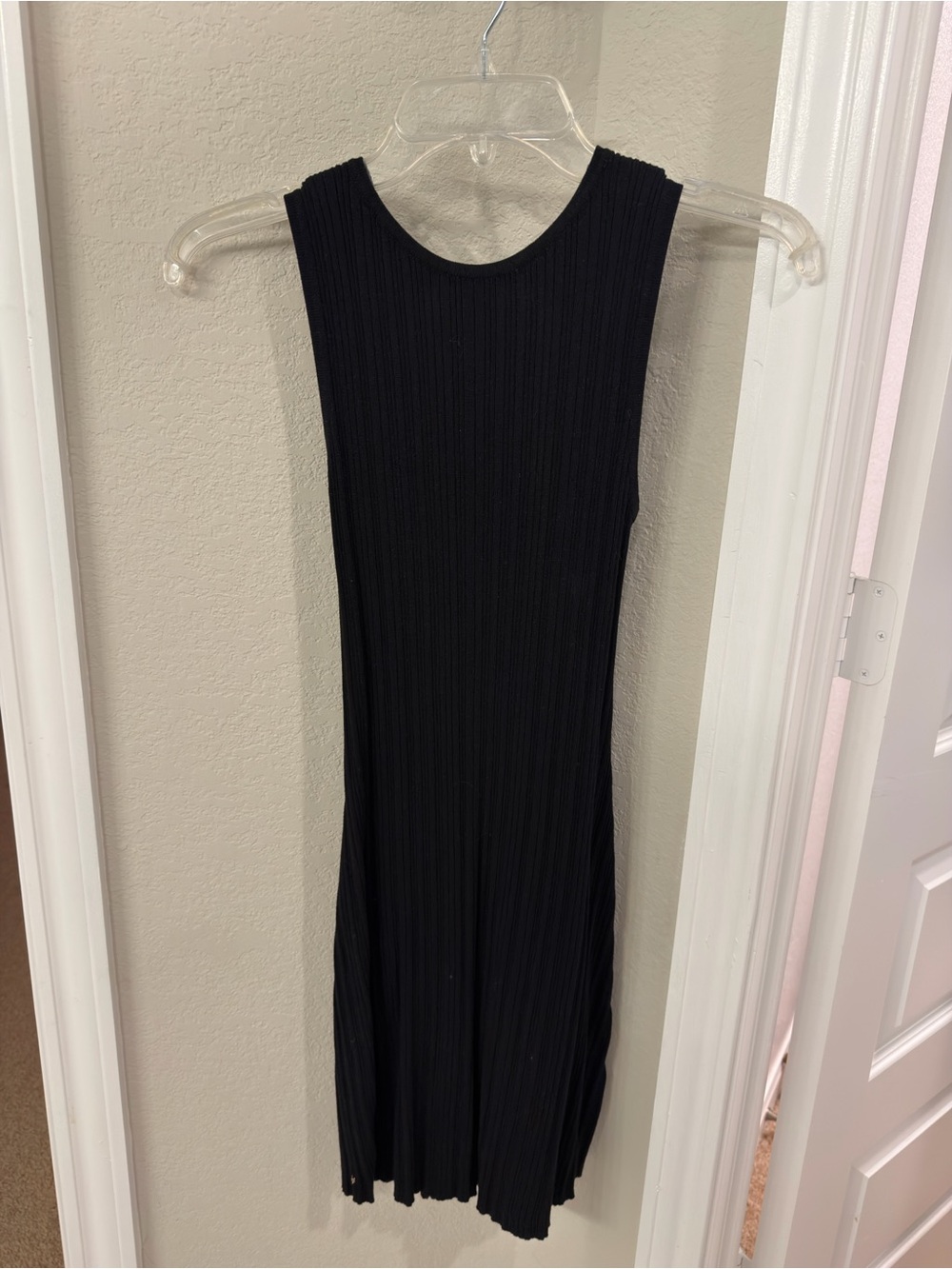 Sleeveless Open Back Black Ribbed Midi Dress - Classic Women's Dress